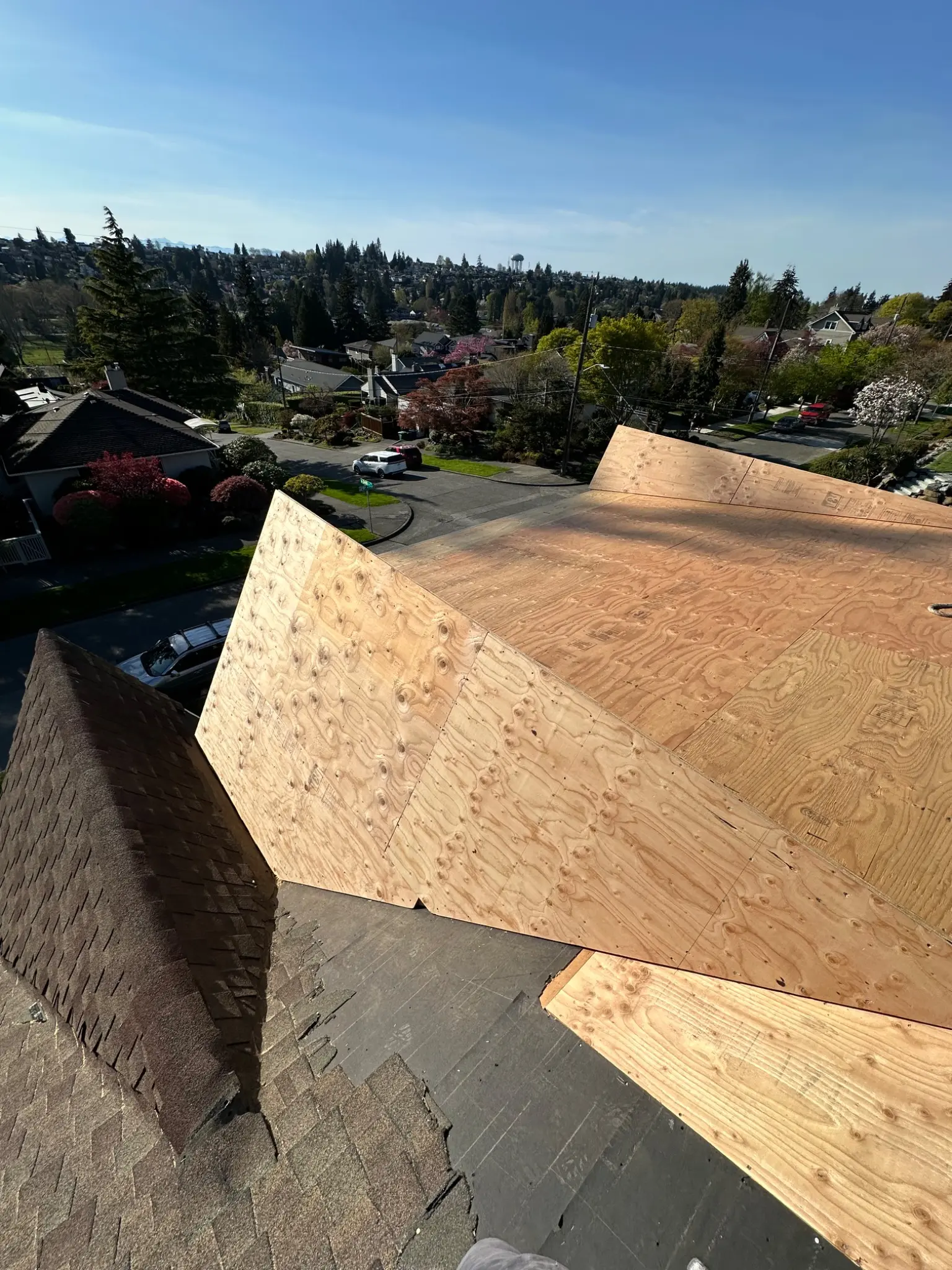 Exterior framing and weather protection underway