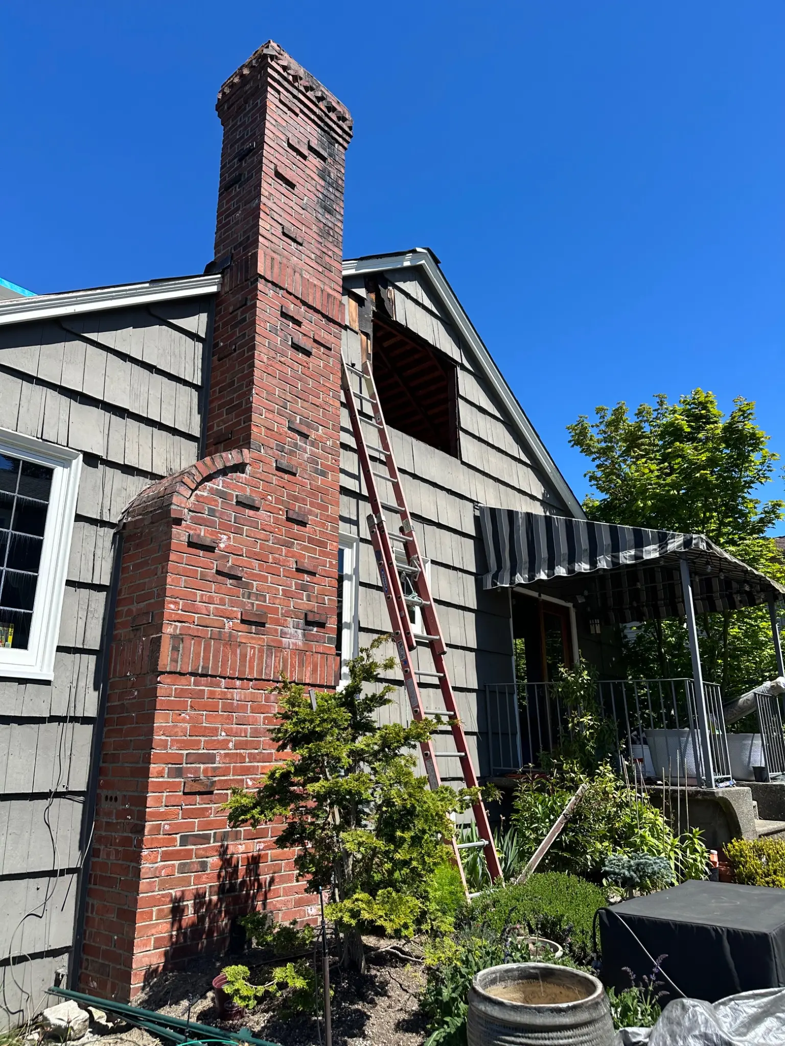 Exterior reconstruction in progress