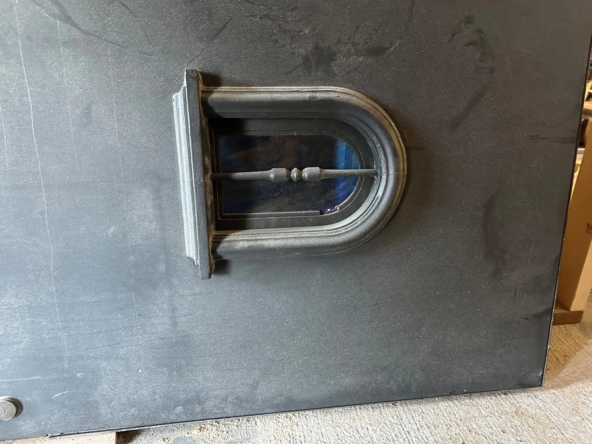 Custom entry door construction underway