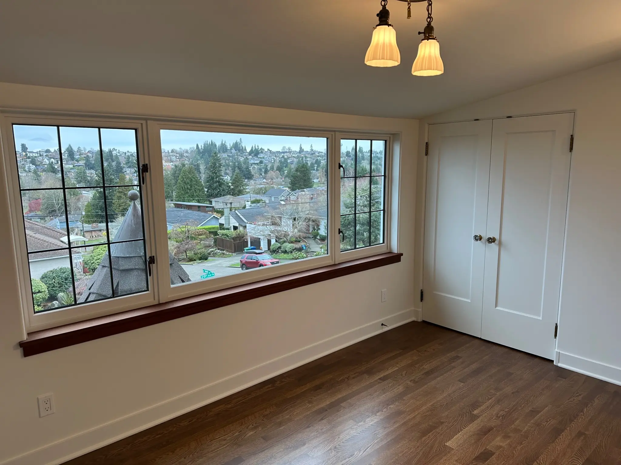 Completed upper bedroom and restored window detail
