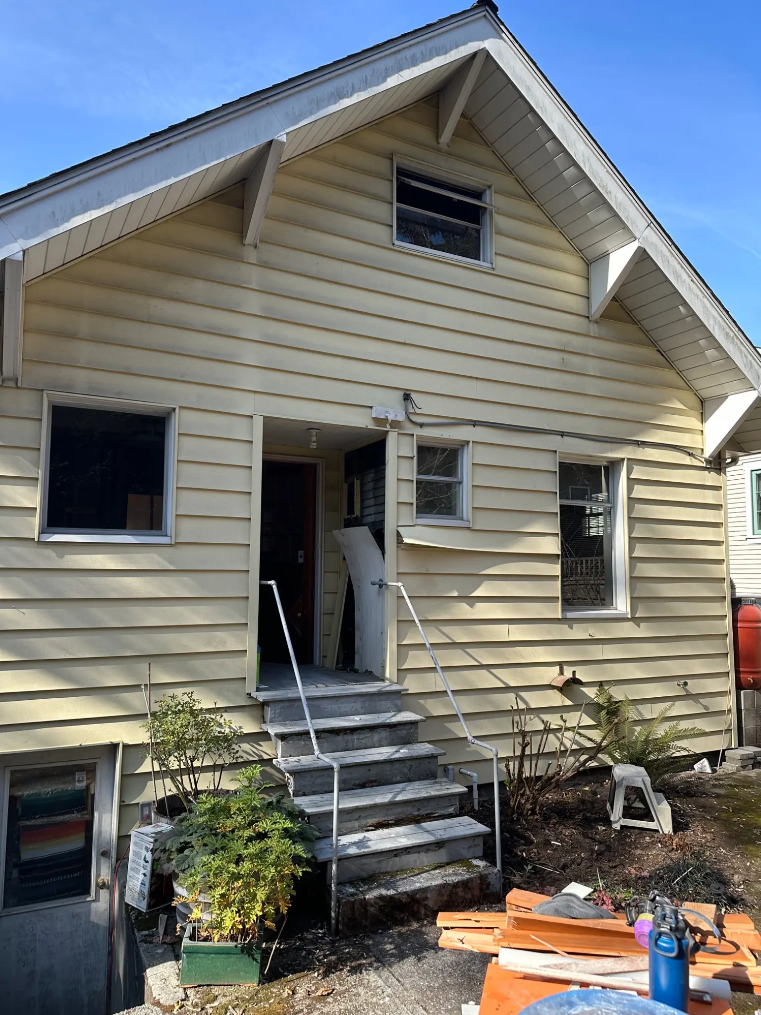 Exterior opened during siding removal and repair