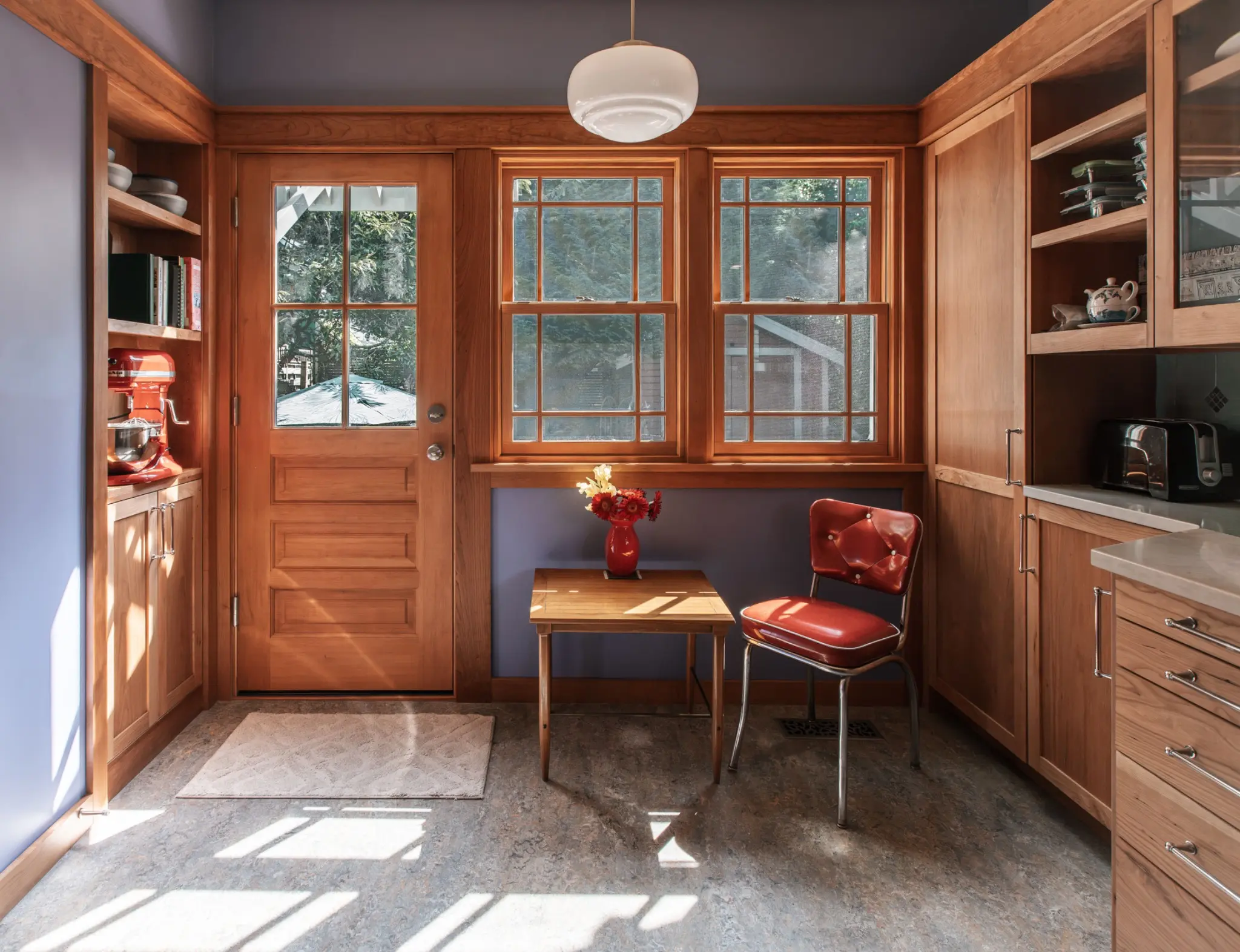 Completed breakfast area with custom woodwork