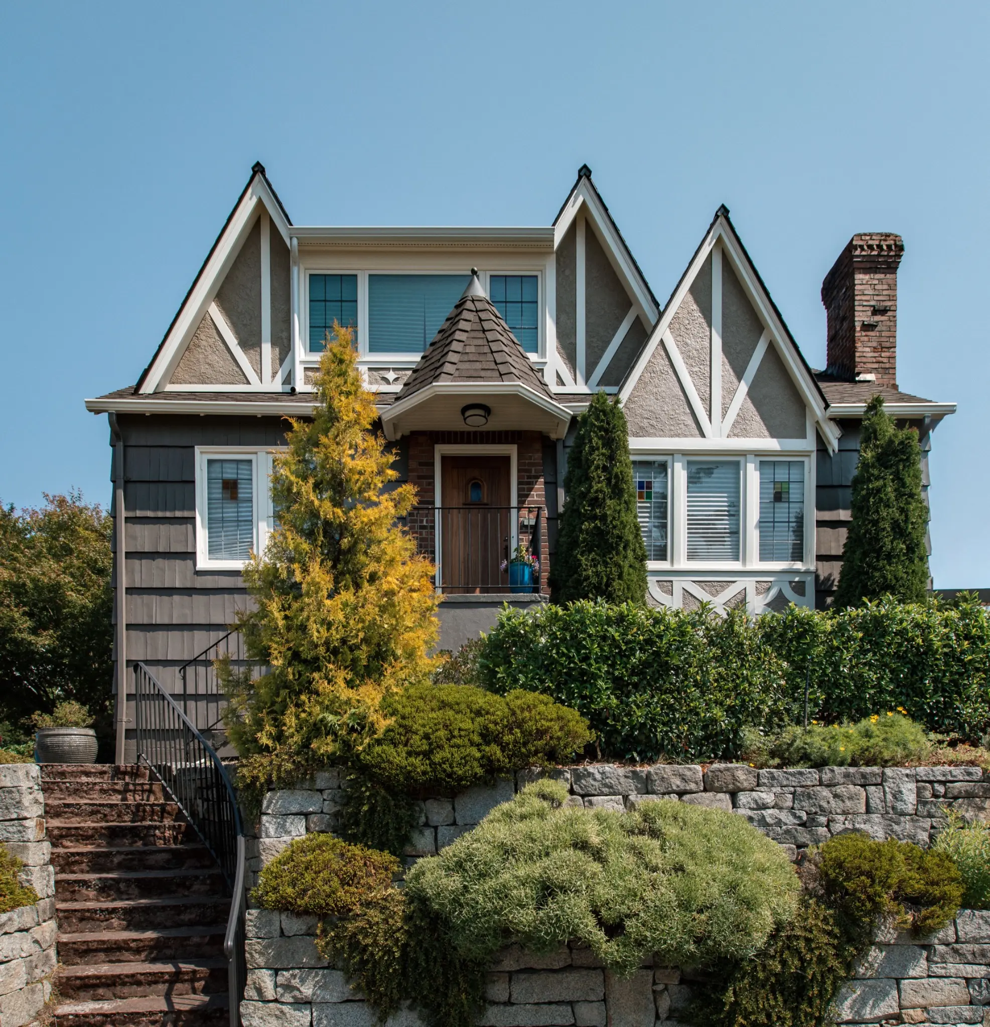 Completed front exterior of the 1929 Magnolia Tudor
