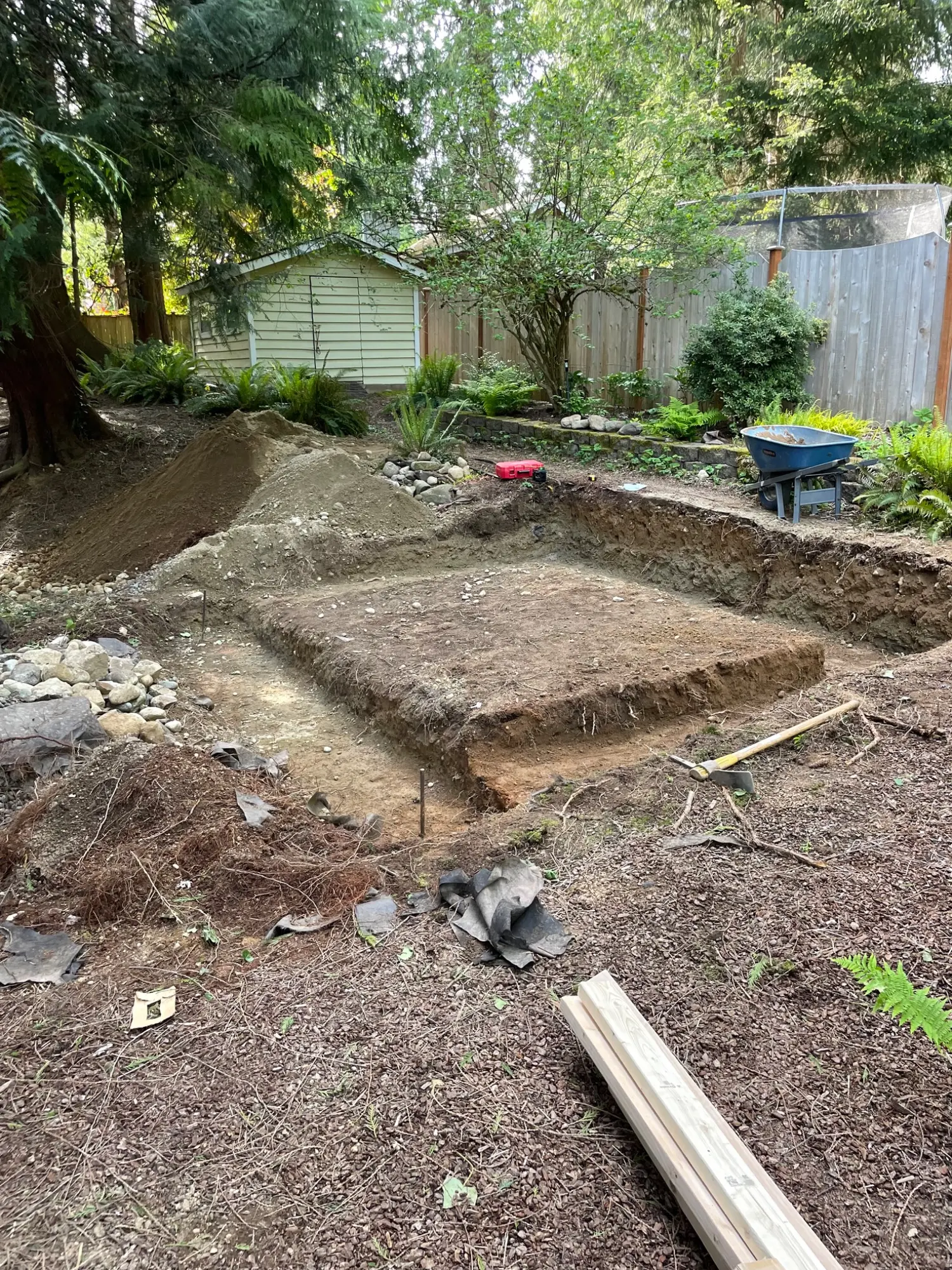 The studio footprint being excavated by hand