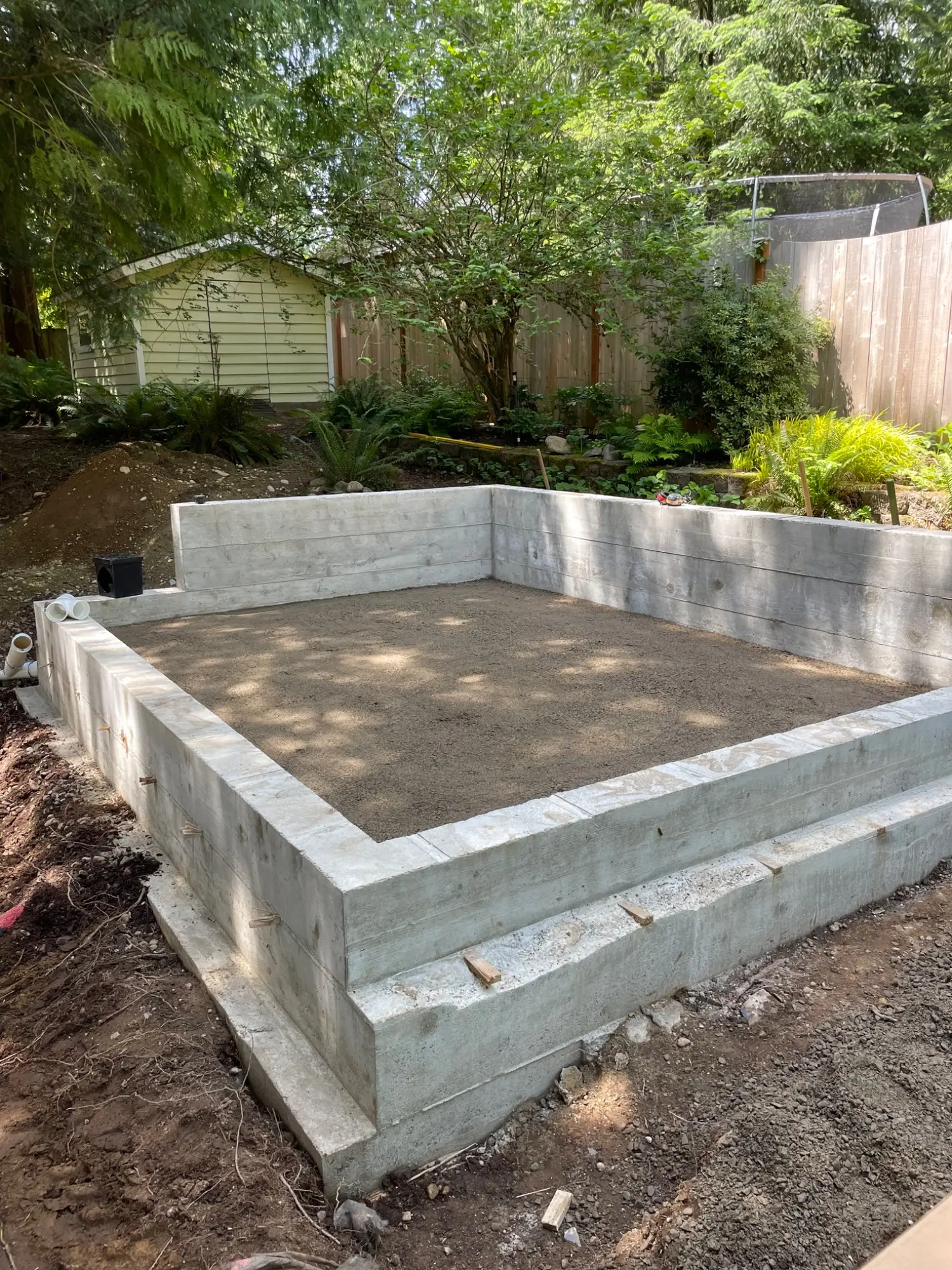 Completed concrete foundation